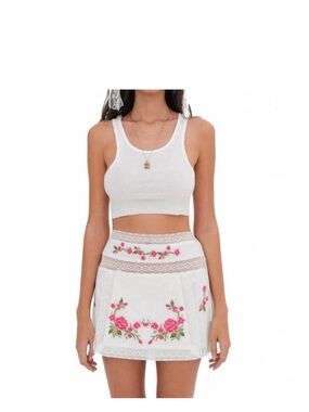 For love and lemons Embroidered Floral Mini Skirt